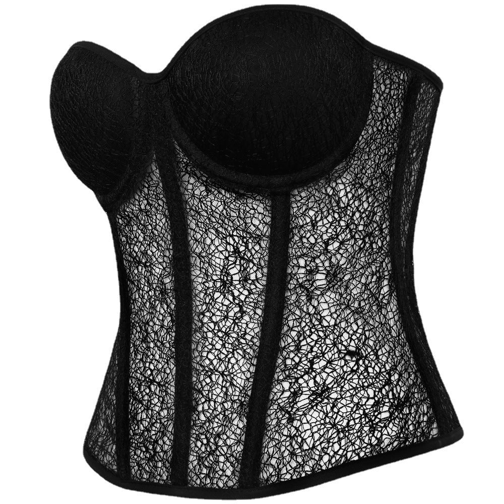 Court Women Summer Outer Wear Inner Wear Sexy Slim Fit Hollow Out Cutout Corset Boning Corset Boning Corset Bra Top Mesh Camisole Vest