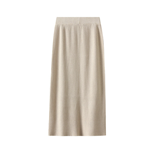 Modal Knitted Skirt Mid Length over the Knee Autumn Winter All Matching Sheath A line Step Wool Skirt