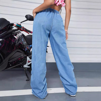 Loose Straight Slim Fit Thin Looking Denim Trousers Women Clothing