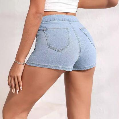 Basic Damen Denim Shorts mit hoher Elastizität, schmeichelhafter Sommerkomfort, lässig