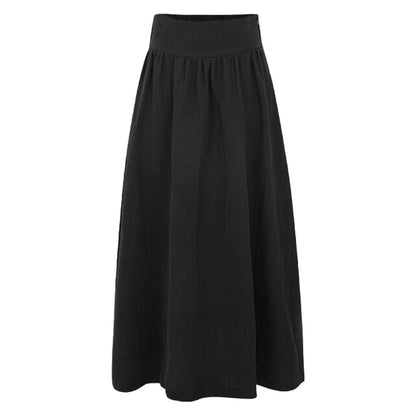 French High Waist Cotton Linen Skirt Summer Retro Simple Loose Figure Breathable Large Skirt A Line Skirt Women