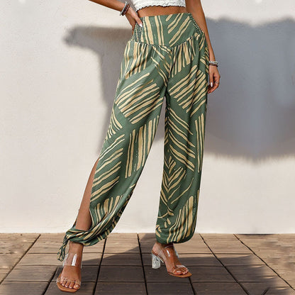 Sommer Damen Split Bohemian Skinny Hose