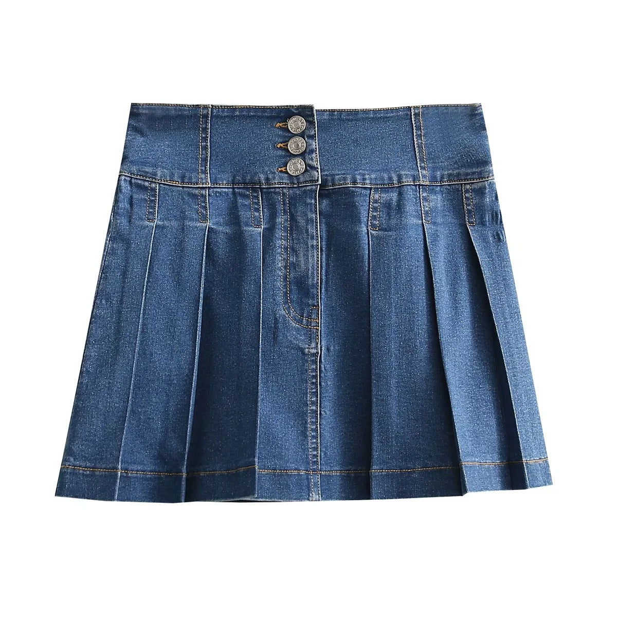 Jupe plissée coréenne Sweet Youth pour femmes, printemps été, blogueuse, même jupe en jean taille haute