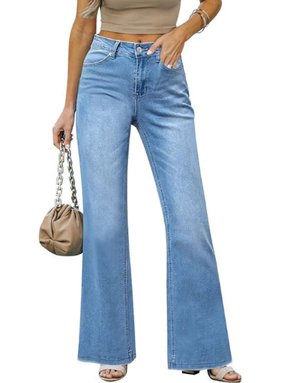 Schlankmachende Bootcut-Hose mit hoher Taille, Jeans für Damen