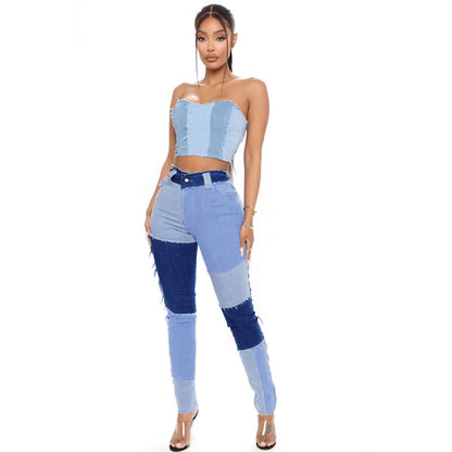 Herbst Neue Super Stretch Hohe Taille Quaste Bleistift Slim Fit Frauen Denim Hose