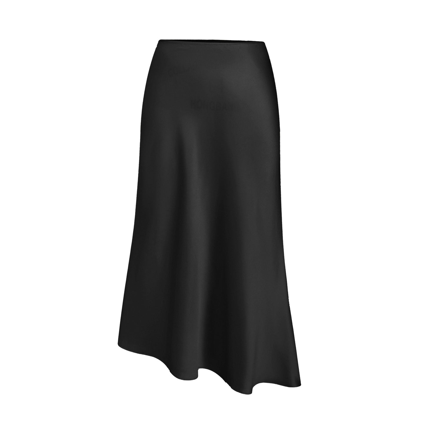 Jupe en satin asymétrique taille haute pour femme, jupe longue élastique élégante à fente