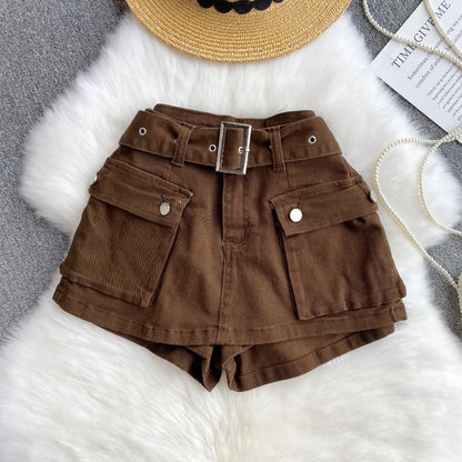 Retro Sexy Denim Shorts Tooling Culottes Women High Waist Slimming All Matching Denim Shorts Women Short