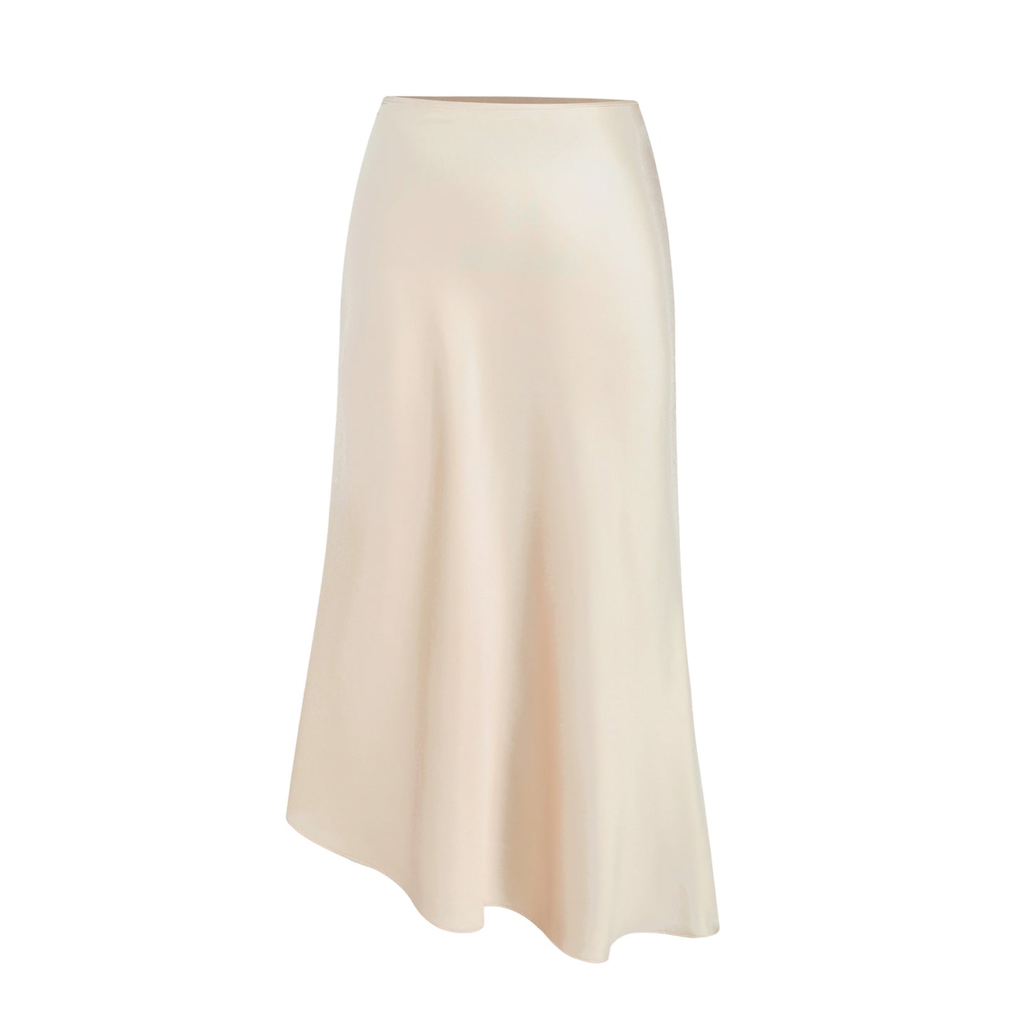 Jupe en satin asymétrique taille haute pour femme, jupe longue élastique élégante à fente