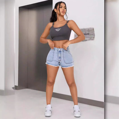 Vêtements pour femmes Shorts en jean taille haute décontractés