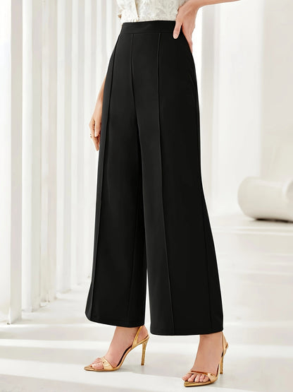 Popular Office Elegant High Waist Wide Leg Straight Casual Pants