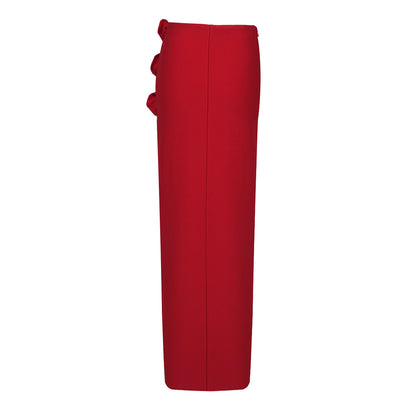 Jupe bandage florale tridimensionnelle Jupe de fête fendue sexy longue