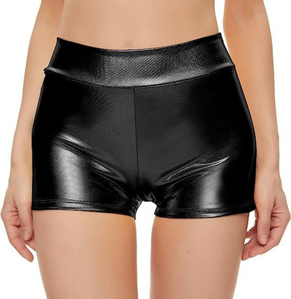 Metallic Coated Fabric Popular Close Fitting High Waist Shorts Nightclub Performance Wear Base Leather Pants Bronzing Sexy Women Clothing Pants Short