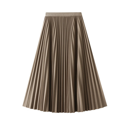 Draping Pleated Skirt Viscose Linen Skirt Women Spring Mid Long Slim High Waist A line Skirt