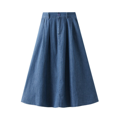 Skirt Women Autumn Winter Maxi Dress Pocket High Waist Slimming A Line Skirt Mid Length Skirt