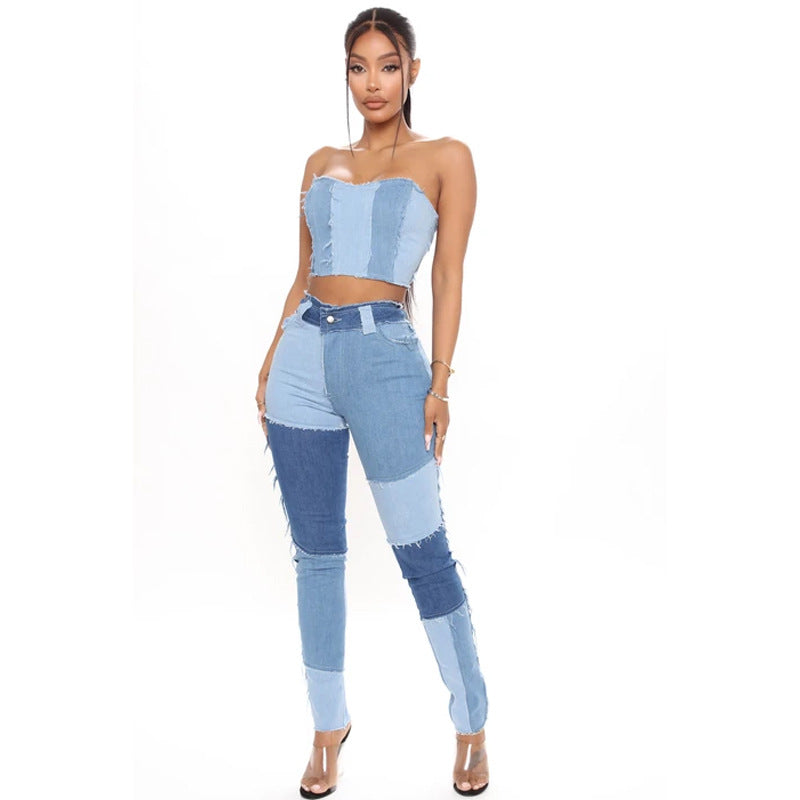 Herbst Neue Super Stretch Hohe Taille Quaste Bleistift Slim Fit Frauen Denim Hose