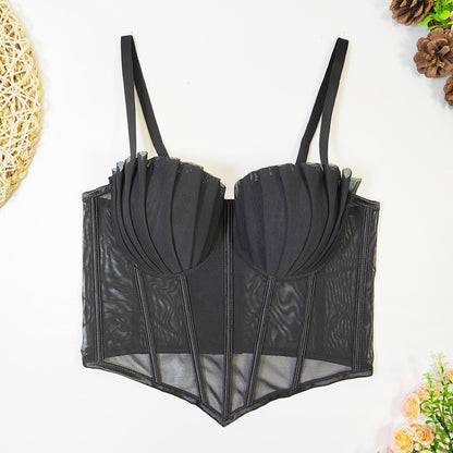 French Design Mesh Lace Beautiful Back Underwear Outer Wear Sexy Sexy Anti Exposure Tube Top Women Thin