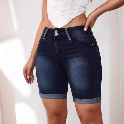 Short court en jean à boucles pour femme Pantalon d'été amincissant