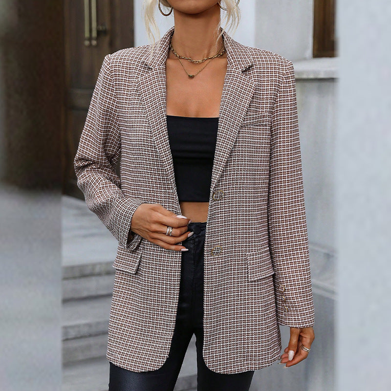 Blazer slim à carreaux pour femme