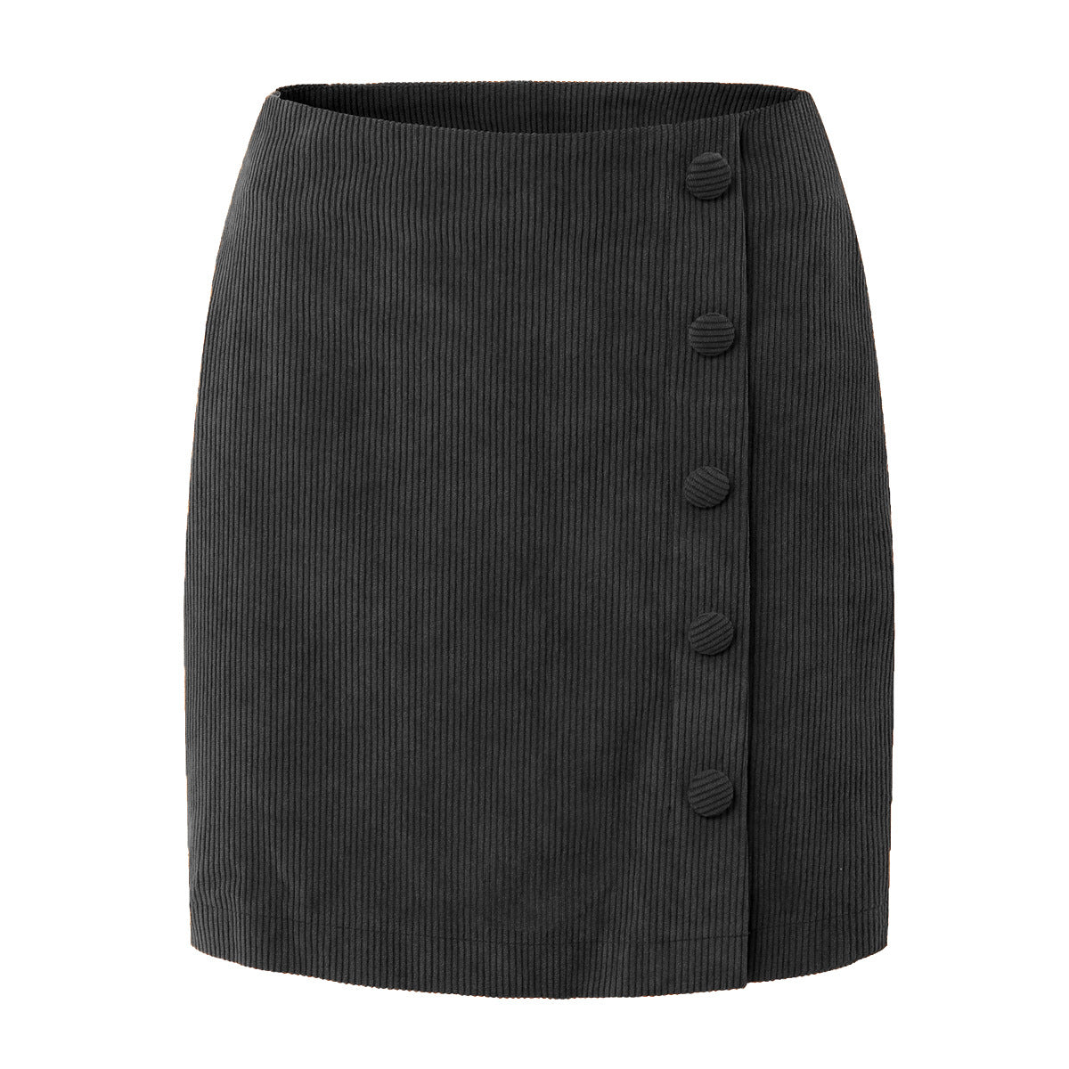 Women Clothing Corduroy Skirt Autumn Winter Solid Color Cloth Buckle Zipper Skirt High Waist Slim Hip Skirt