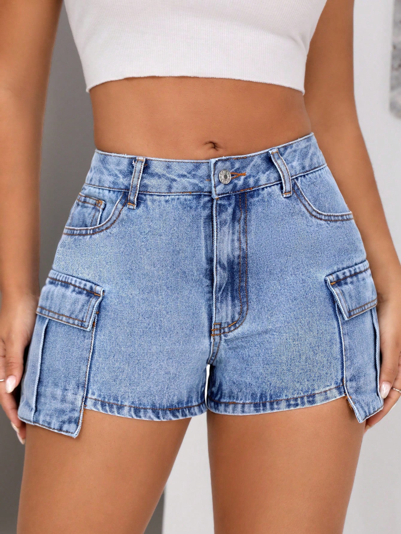 Vêtements pour femmes Short en jean confortable coupe slim