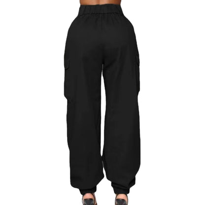 High Street Women Pants Trendy Cargo Pants Multi Pocket Trousers Loose Street Straight Leg Ankle Banded Pants