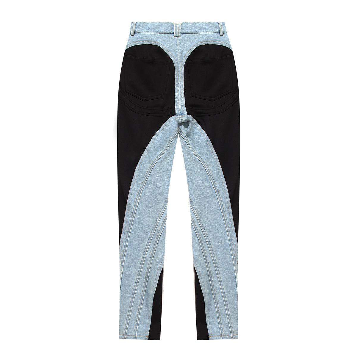 Jean extensible super amincissant pour femme, nouvelle personnalité d'automne, coutures de couleur contrastée, pantalon de rue délavé de couleur claire