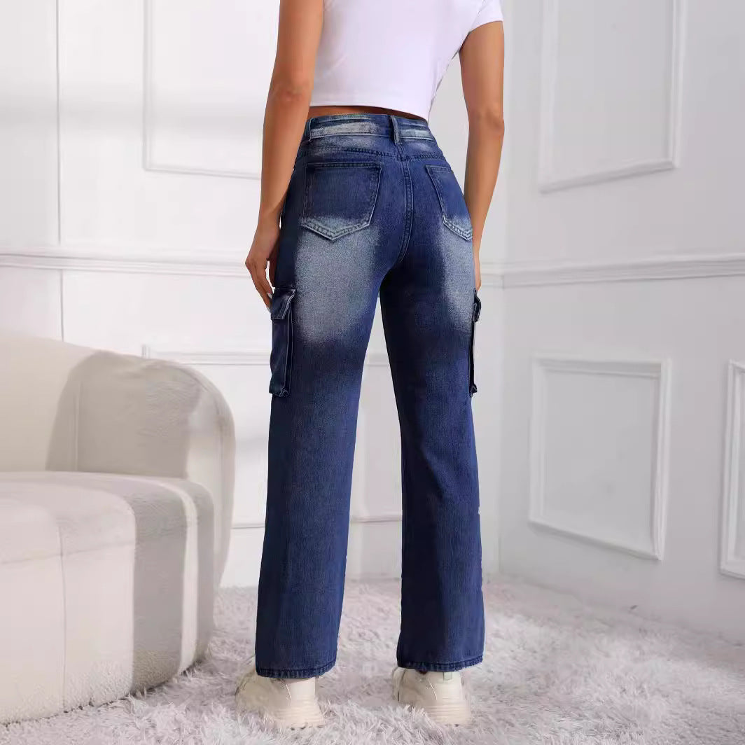 Pantalon cargo ample décontracté et élégant à poches multiples pour femme