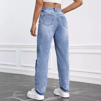 Vêtements pour femmes Jeans taille haute Pantalon ample à jambe droite