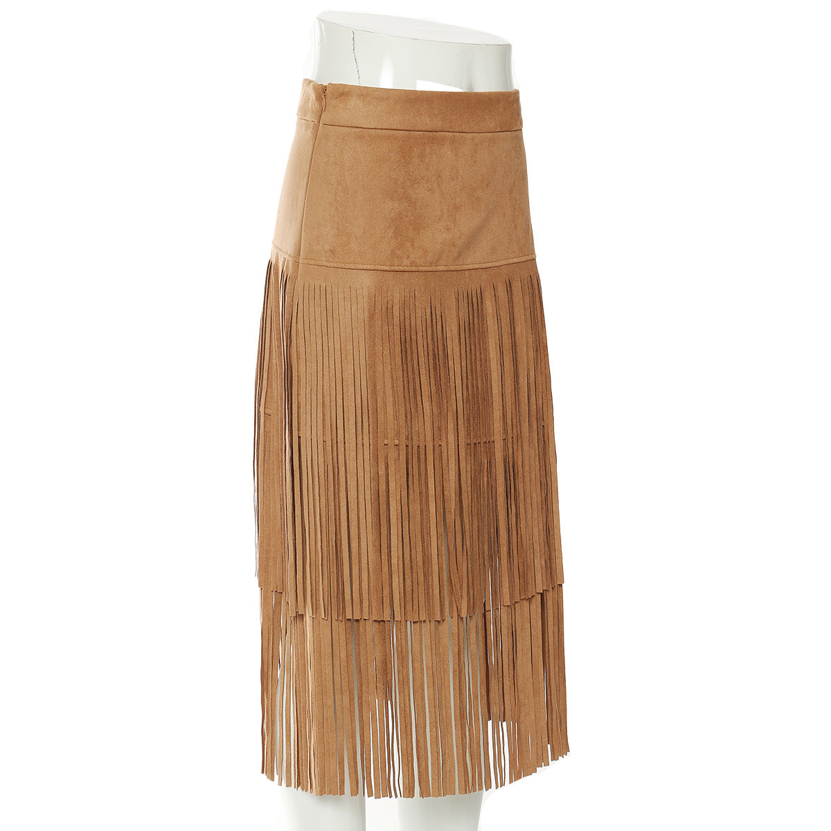 Fall Winter Cowboy Wild Domineering Heavy Industry Tassel Mid Length Skirt Women