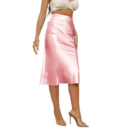 Vêtements pour femmes Jupe sexy en satin taille haute Jupe moulante aux hanches pour femmes