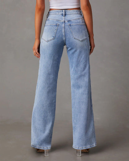 Loose Stitching Wide Leg Women Jeans Women