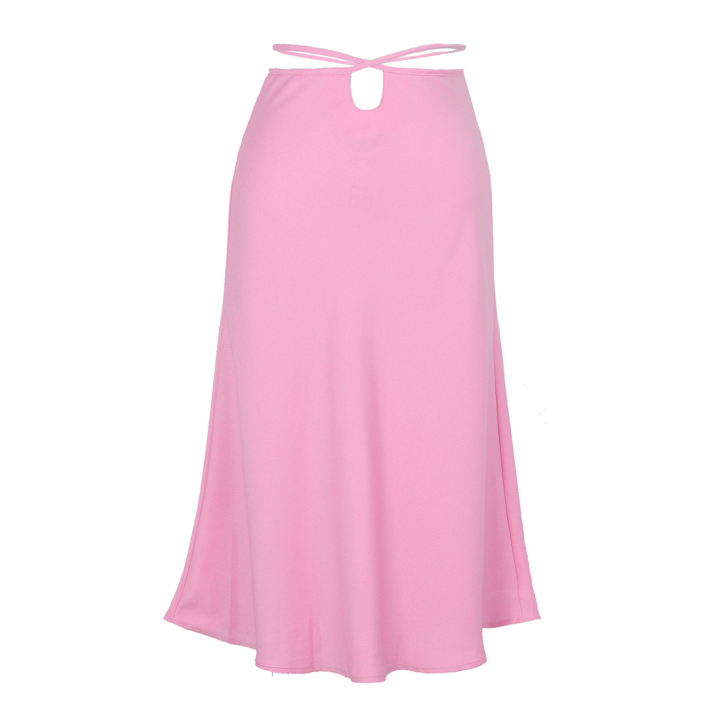 Spring Summer Solid Color Zipper Skirt Fashionable Simple Sexy Lacing Navel-Exposed Women Clothing Skirt