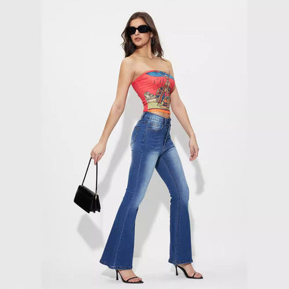 Vêtements pour femmes Pantalon en denim élastique à haute élasticité décontracté pour toutes les occasions