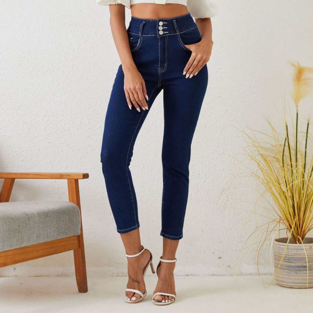 Popular High Waist Stretch Jeans Women Pencil Pants Slimming High Sexy Slim Pants Casual