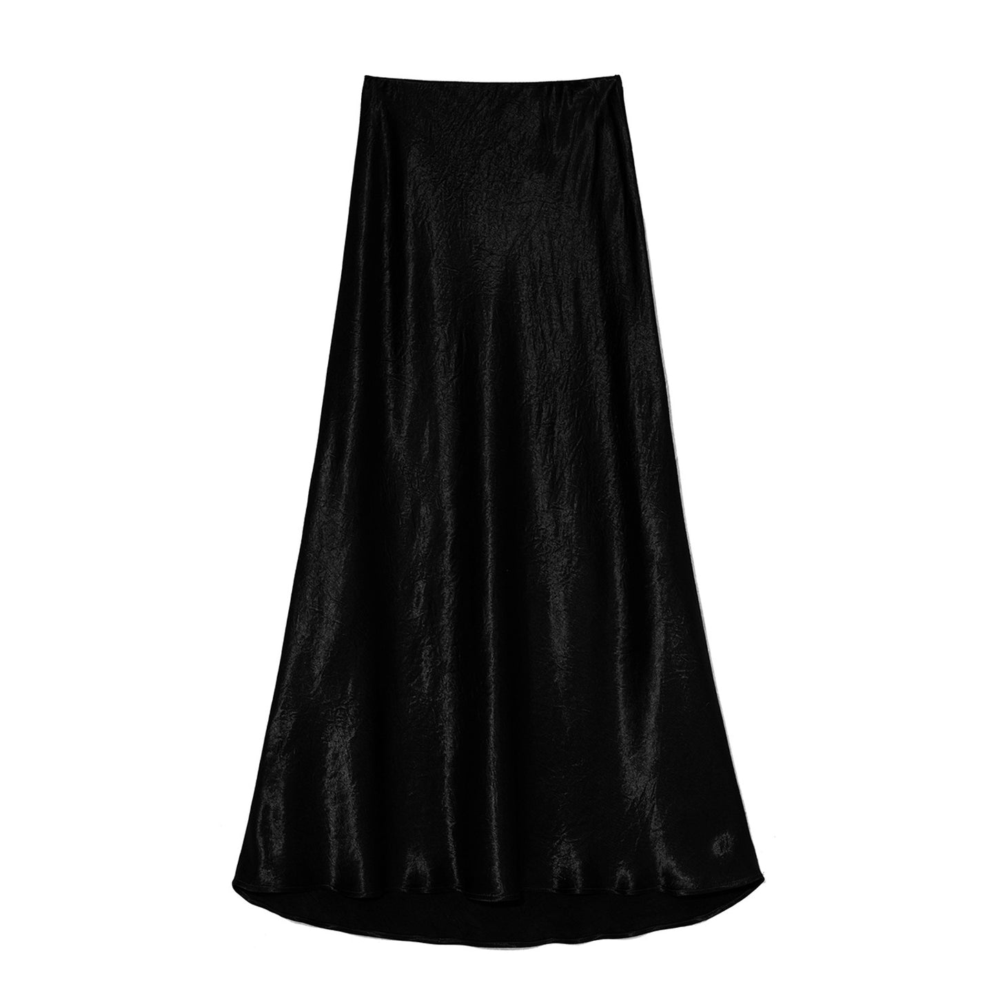 Women Clothing Summer Satin Skirt High Waist Elastic Hand-Held Pattern Long Skirt Elegant Solid Color Long Skirt