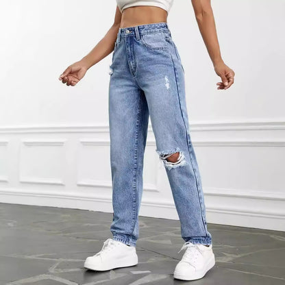 Vêtements pour femmes Jeans taille haute Pantalon ample à jambe droite