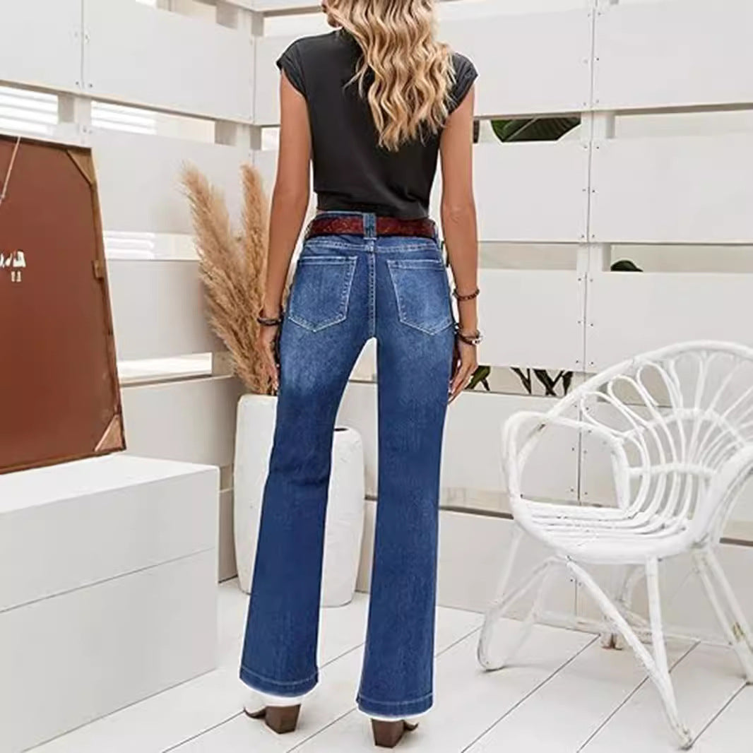 Schlankmachende Bootcut-Hose mit hoher Taille, Jeans für Damen