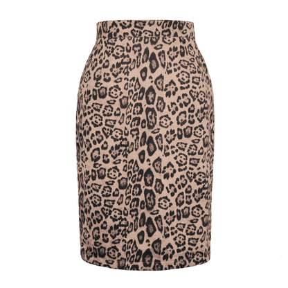 Autumn Winter Smiley Face Leopard Suede Skirt Women Sexy High Waist Printed Midi Skirt Women Clothing