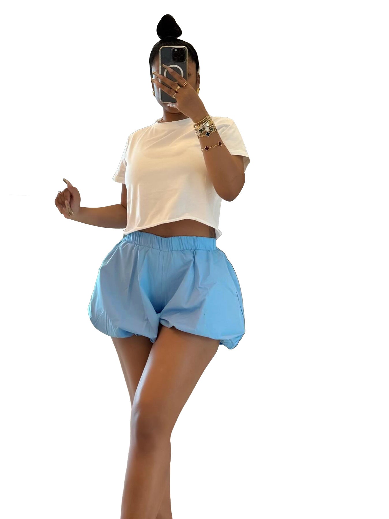 Vêtements pour femmes Short à bande élastique duveteuse à double couche Bubble Baddie Shorts