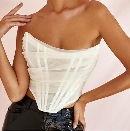 Printemps Été Femmes Vêtements Soutien-Gorge En Maille Gilet Femmes Court Petit Haut Corset À Baleines Corset À Baleines Corset