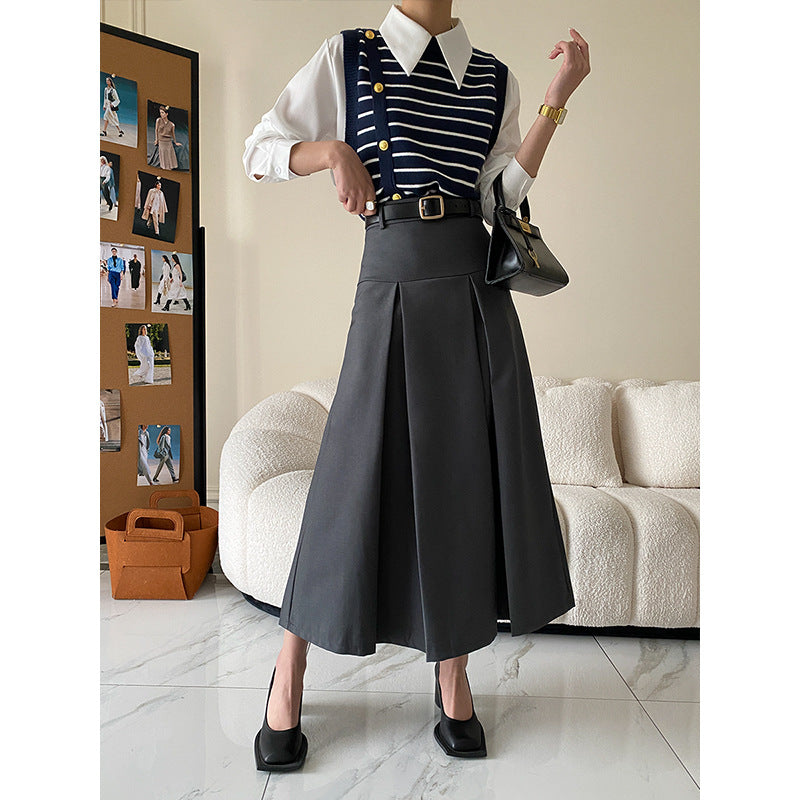 Deconstructed Design High End Cut Non Ironing High Grade Skirt A line Pleated Skirt Early Autumn