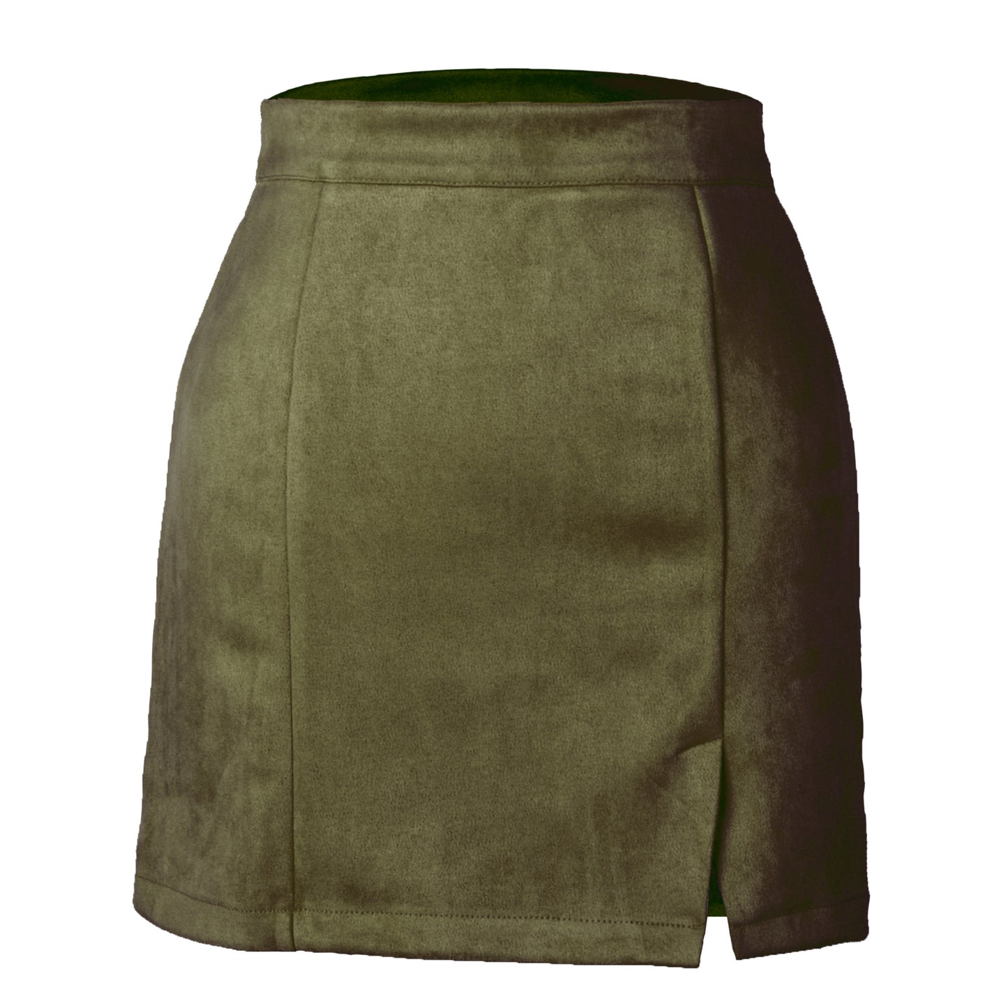 Women Clothing Suede Hip Skirt High Waist Zipper Autumn Winter A line Solid Skirt Women