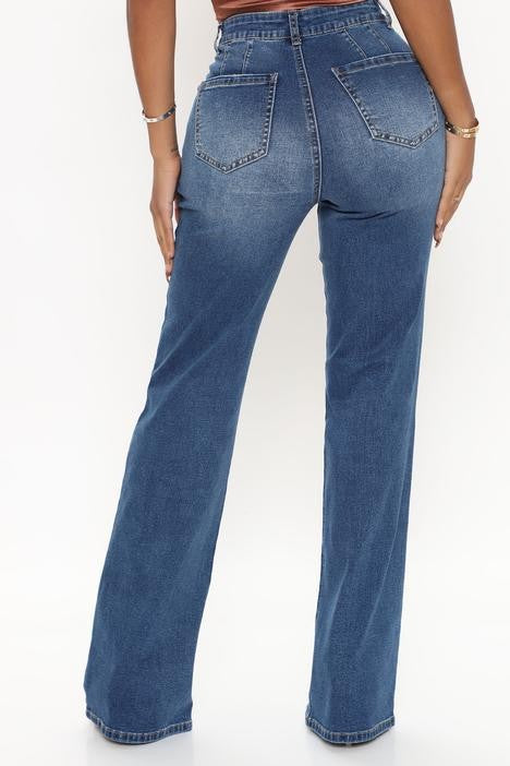 Frühling Sommer gewaschen ausgefranste Straße trendige High Waist Straight Jeans