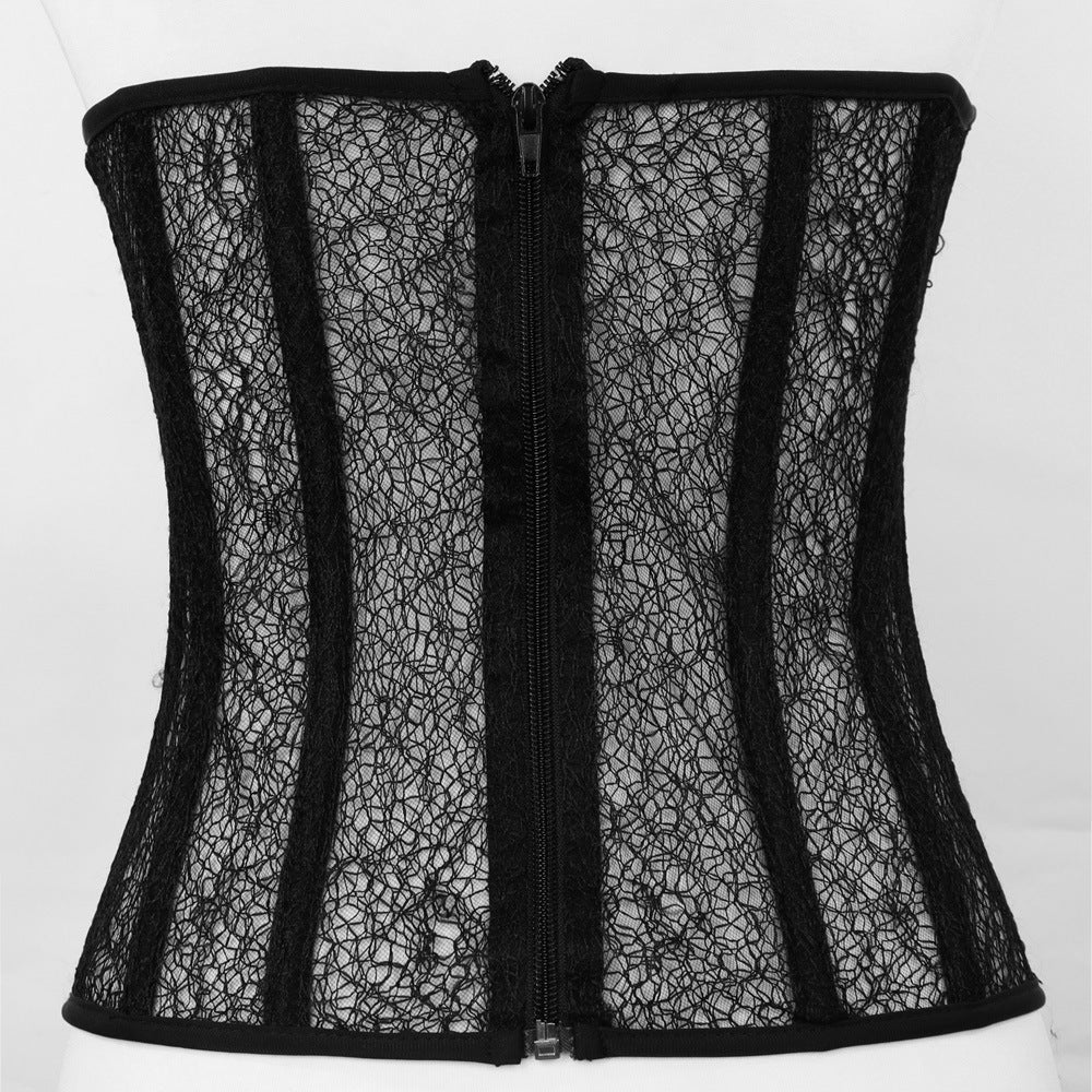 Court Women Summer Outer Wear Inner Wear Sexy Slim Fit Hollow Out Cutout Corset Boning Corset Boning Corset Bra Top Mesh Camisole Vest