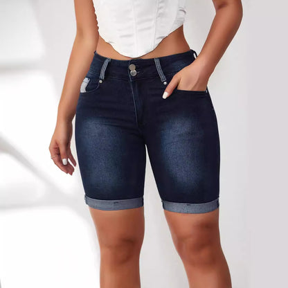 Short court en jean à boucles pour femme Pantalon d'été amincissant