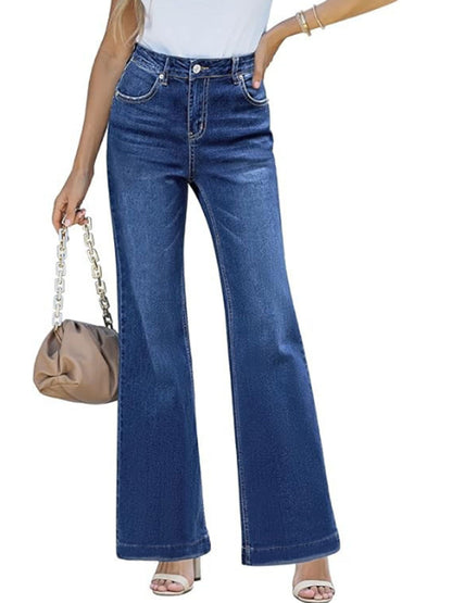 Schlankmachende Bootcut-Hose mit hoher Taille, Jeans für Damen