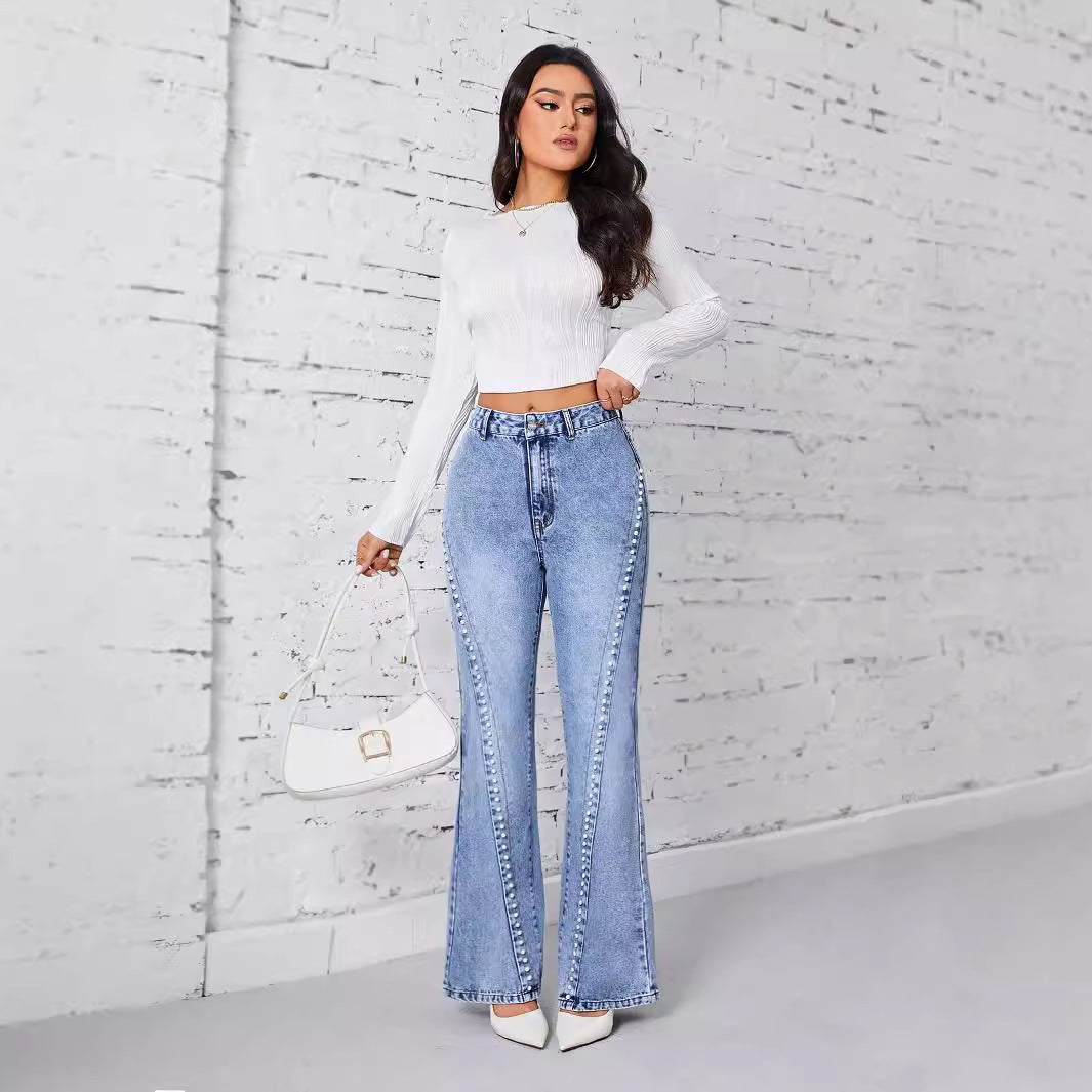 Vêtements pour femmes Jeans Pearl Loose Wide Leg Pantalon en denim taille haute