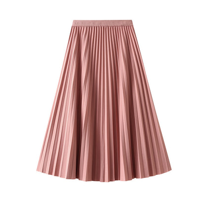 Draping Pleated Skirt Viscose Linen Skirt Women Spring Mid Long Slim High Waist A line Skirt