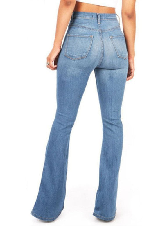 Jean skinny taille haute pour femme, pantalon évasé, amincissant, jambes larges, grande taille, printemps, automne