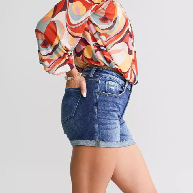 High Waist Curl All Matching Denim Shorts Women